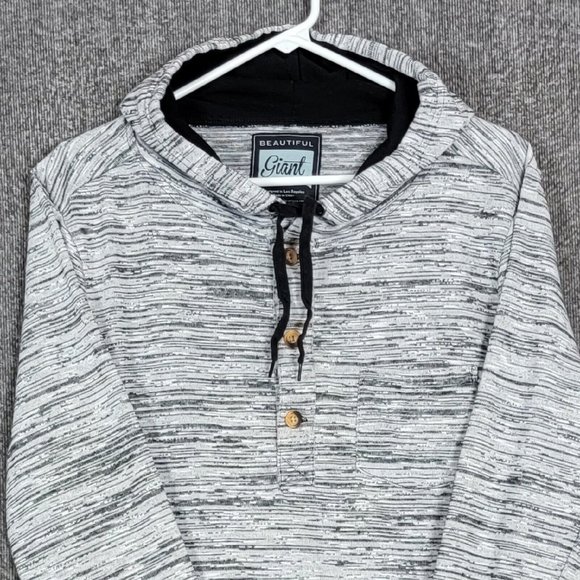 Beautiful Giant Hoodie Mens Large Heather Black Gray Pullover Sweatshirt - Picture 2 of 12